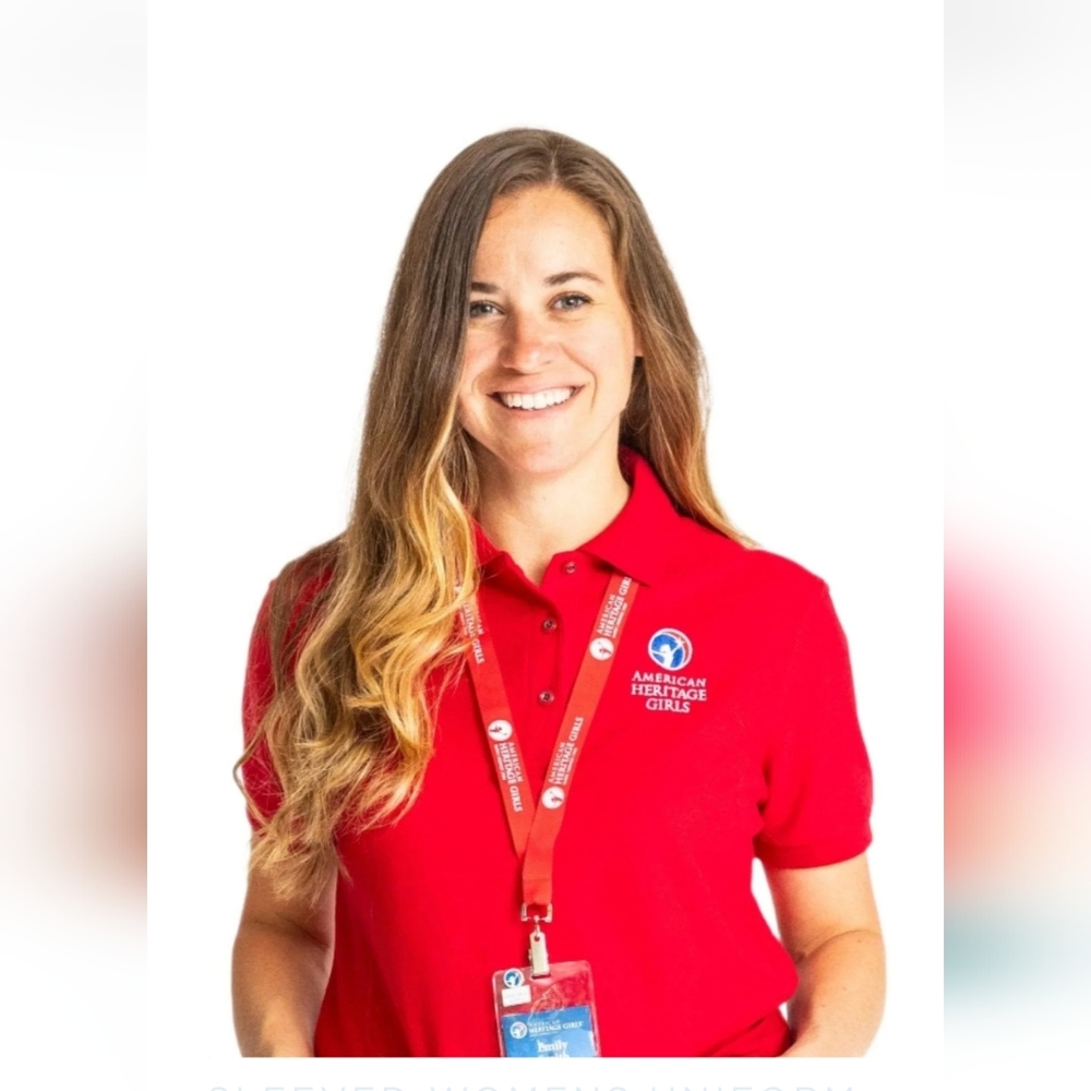 Red American Heritage Girls Polo Shirt with Logo Womens Small